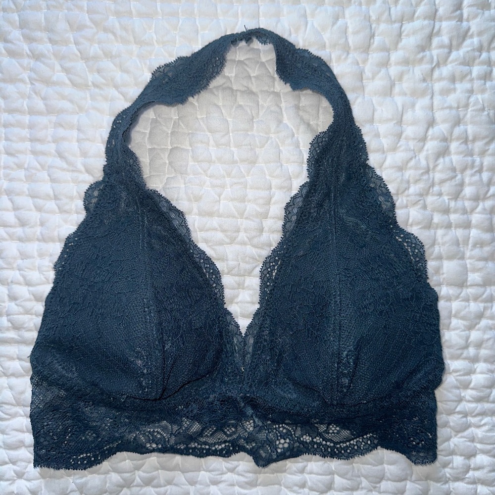 Abercrombie & Fitch Lace Halter Bralette in Dusty Teal